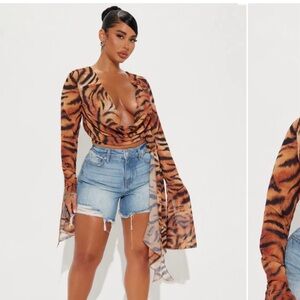 Maya Tiger Stripe Blouse - Brown
